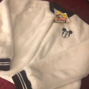 NWT DISNEY Mickey Mouse faux fur open cardigan-S
